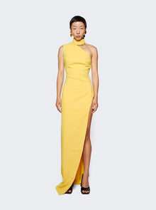 Women | Monot | Asymmetrical High Neck Shoulder Dress | Yellow