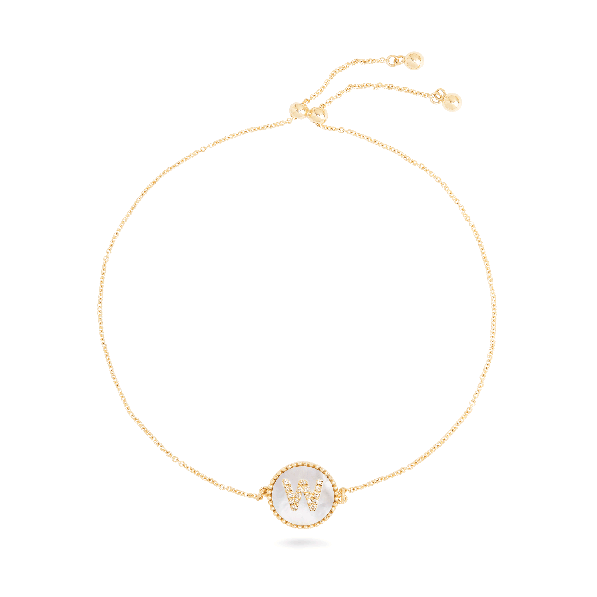 Moonlight Pavé Initial Bracelet | 10K Solid Yellow Gold