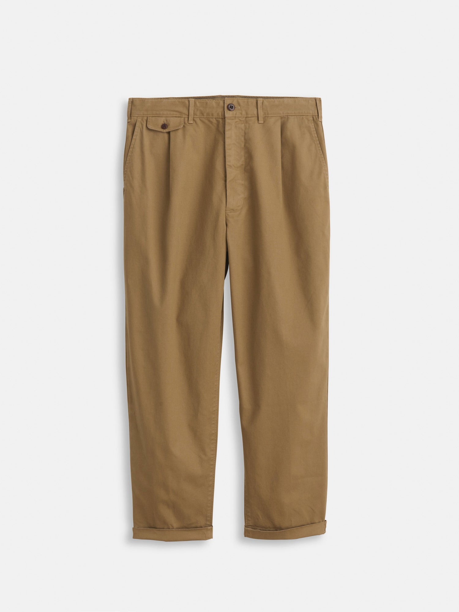 Men | Long Inseam Standard Pleated Pant | Chino Dark Khaki