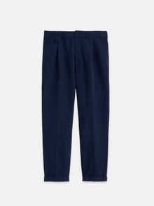 Men | Standard Pleated Pant | Cotton Linen Navy