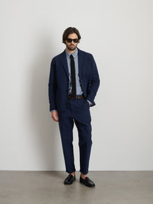 Men | Standard Pleated Pant | Cotton Linen Navy