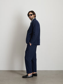 Men | Standard Pleated Pant | Cotton Linen Navy