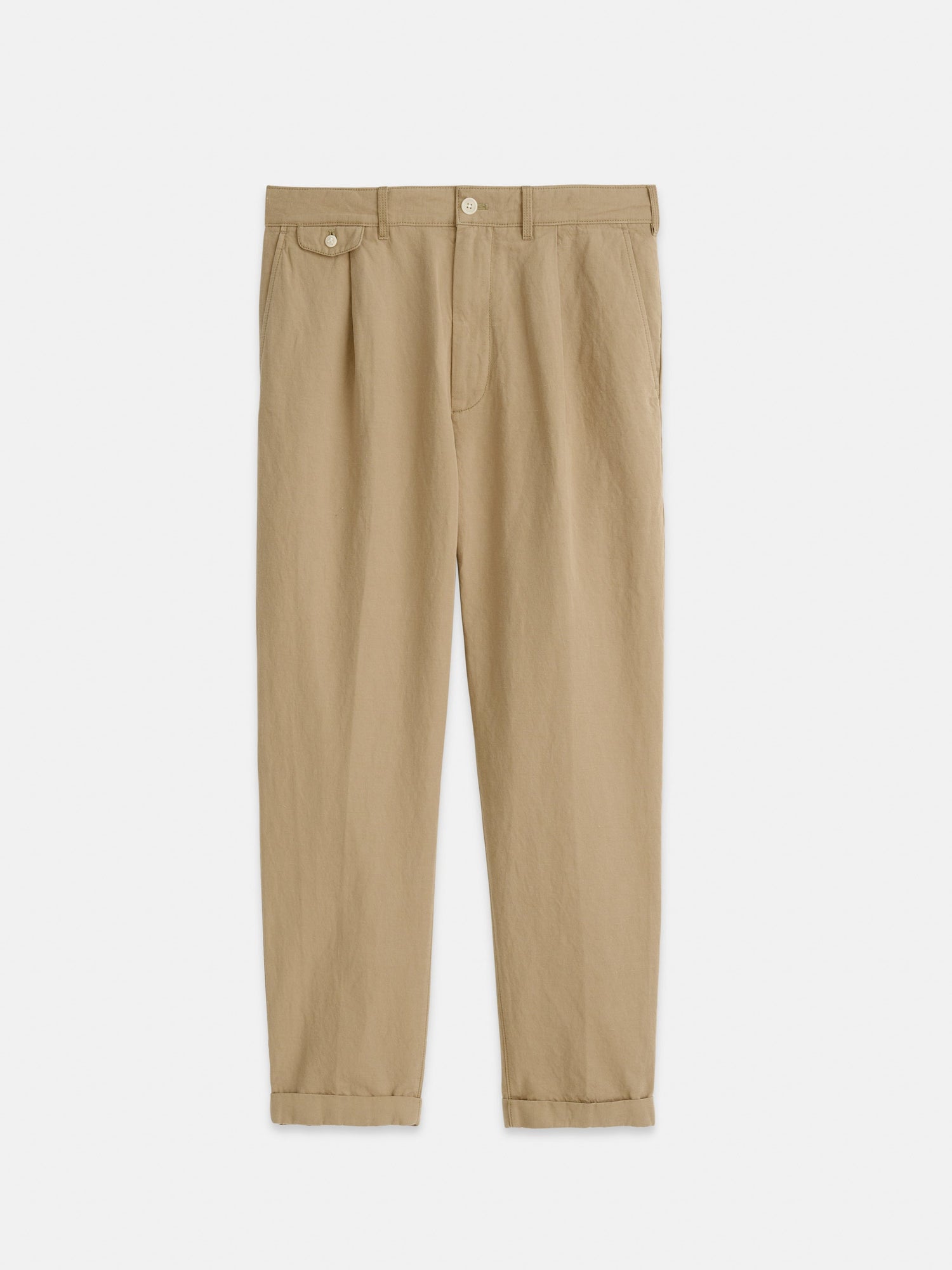 Men | Standard Pleated Pant | Cotton Linen Khaki