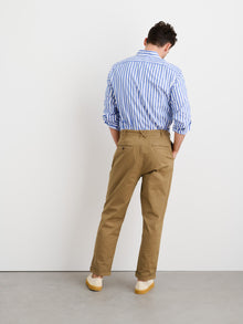 Men | Long Inseam Standard Pleated Pant | Chino Dark Khaki