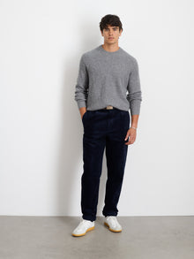 Men | Standard Pleated Pant | Corduroy (Long Inseam) Dark Navy