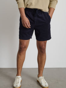 Men | Pull on Short | Fine Wale Corduroy Dark Navy