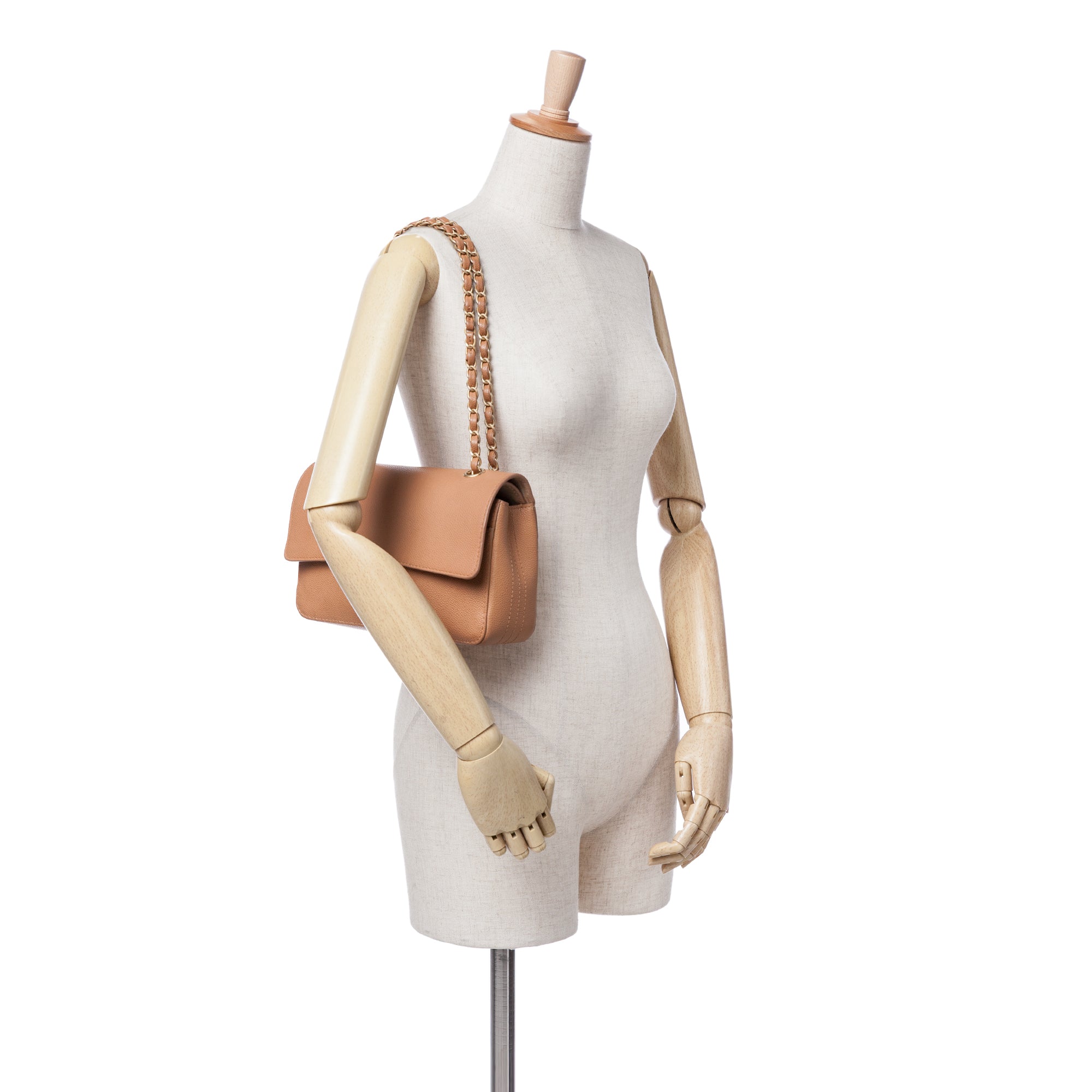 Chanel | Pre-Owned Medium Classic Caviar Pure Double Flap | Brown/Light Brown