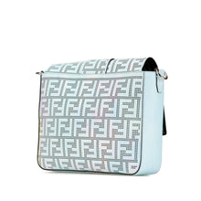 Fendi | Pre-Owned Medium Zucca Perforated Leather Baguette Messenger Bag | Blue/Light Blue