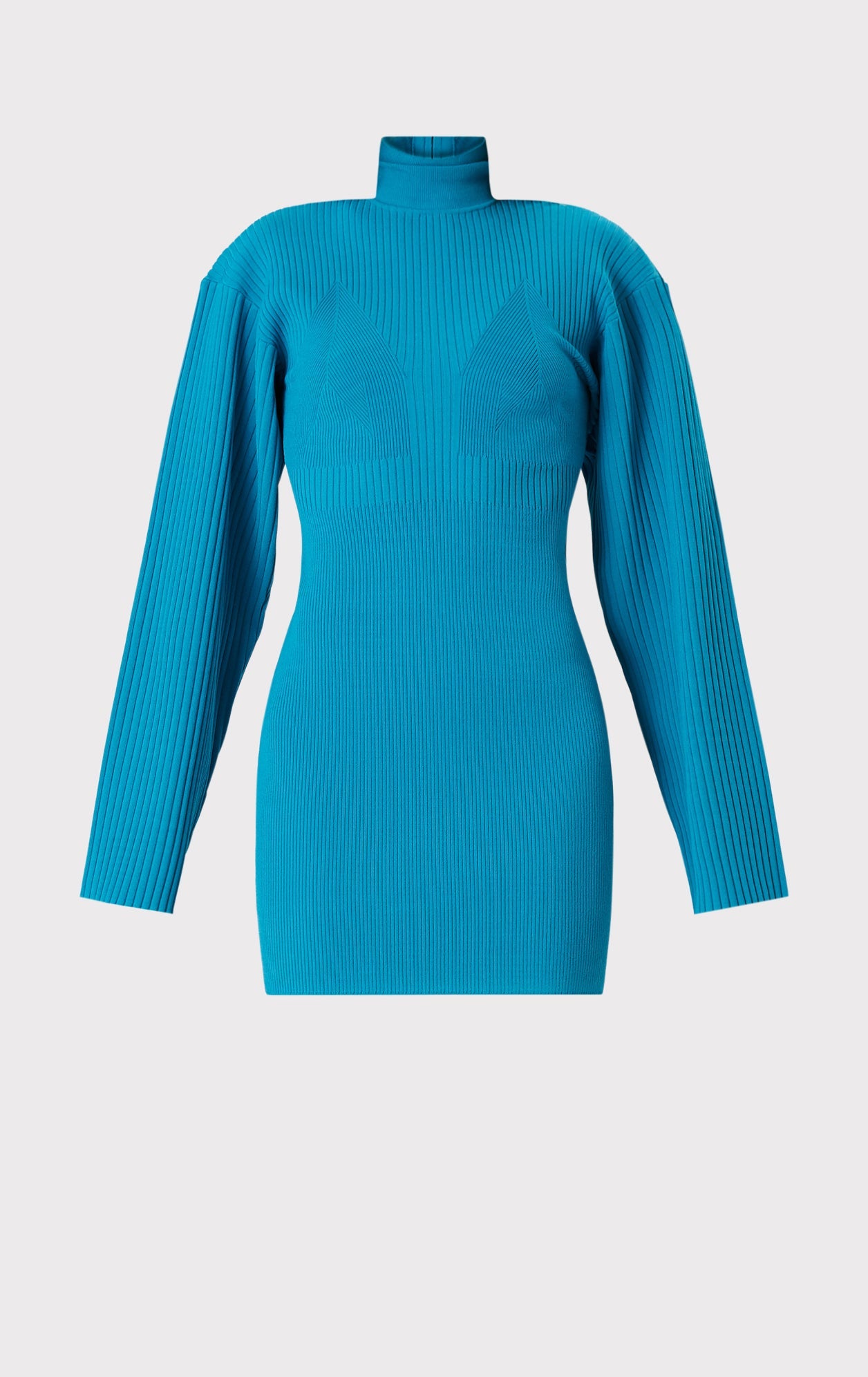 Mixed Rib L/S Mini Dress | Teal