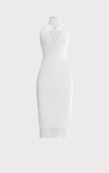 Mixed Pointelle Midi Dress | Alabaster