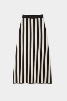 Knitted Long Skirt | Women | Moka Brown x Cream Stripes