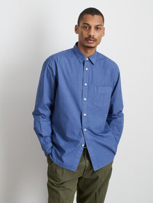 Men | Easy Shirt | Cotton Poplin Grey Blue