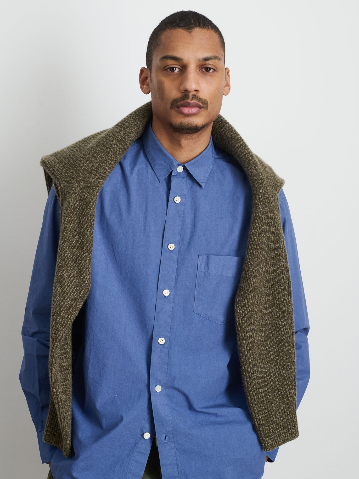 Men | Easy Shirt | Cotton Poplin Grey Blue