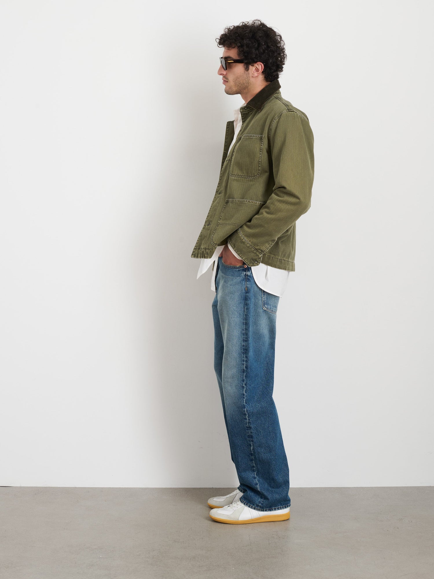 Men | Lined Work Jacket | Cotton Herringbone Field Olive