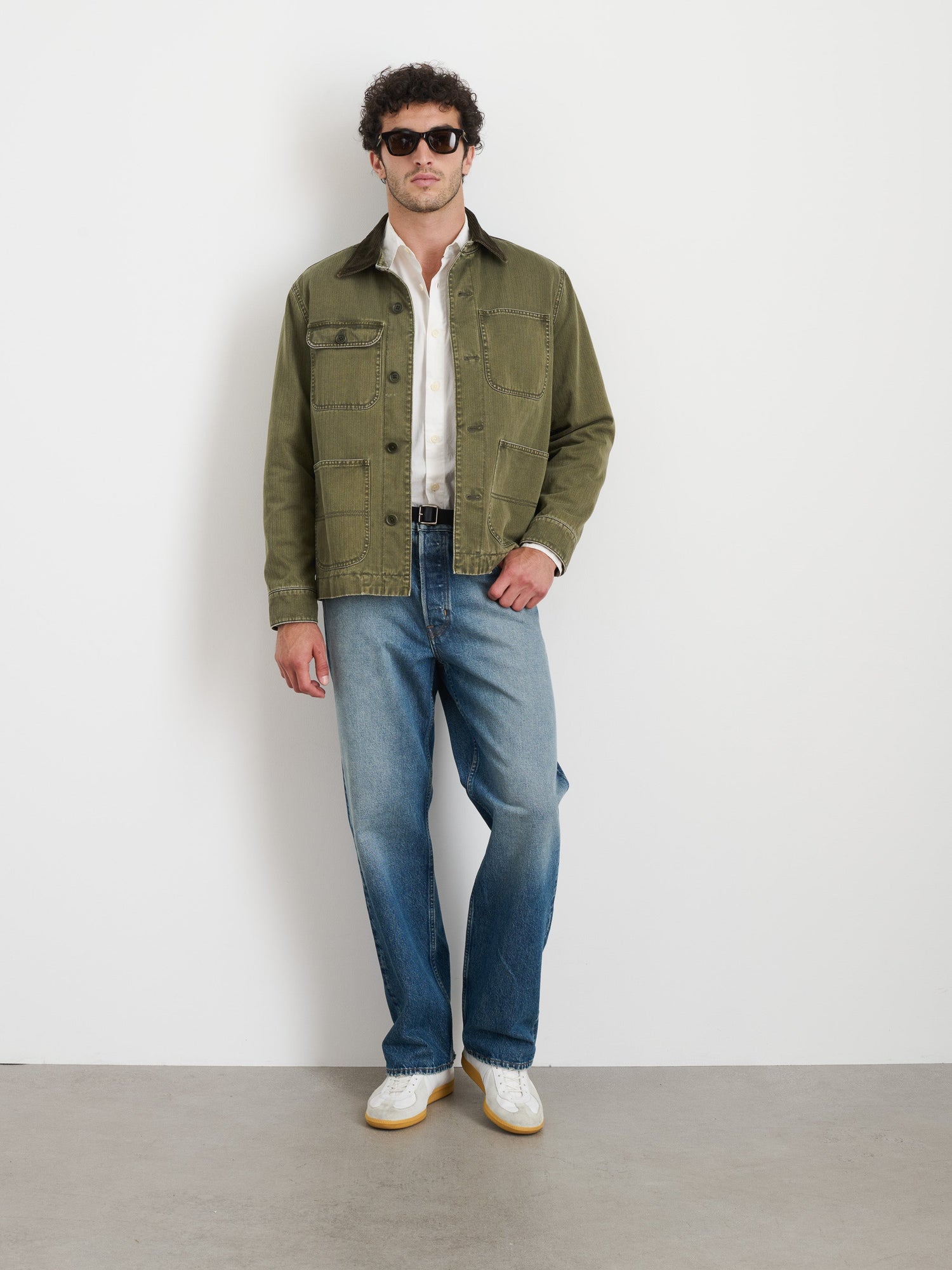Men | Lined Work Jacket | Cotton Herringbone Field Olive
