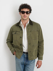 Men | Lined Work Jacket | Cotton Herringbone Field Olive