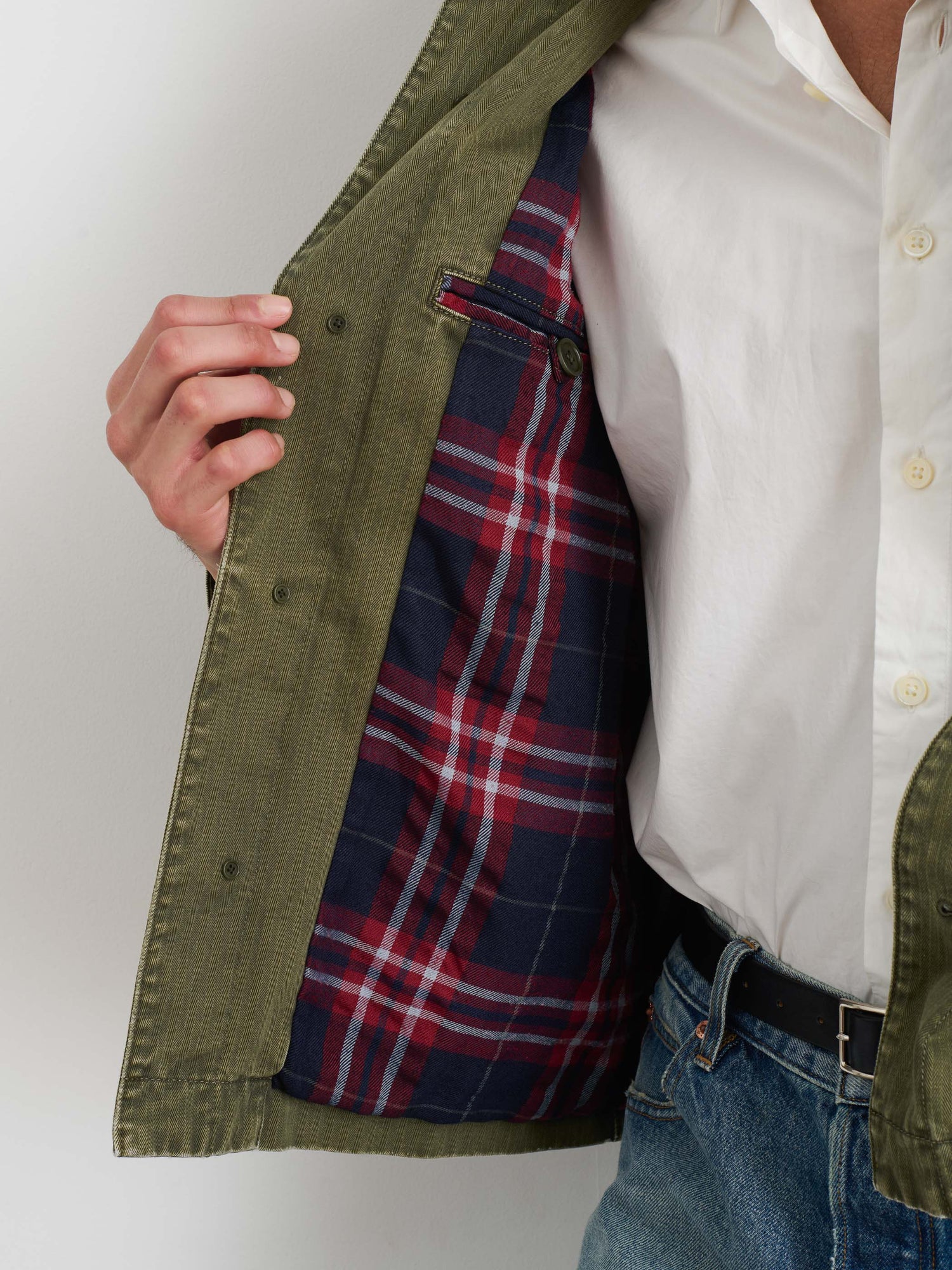 Men | Lined Work Jacket | Cotton Herringbone Field Olive