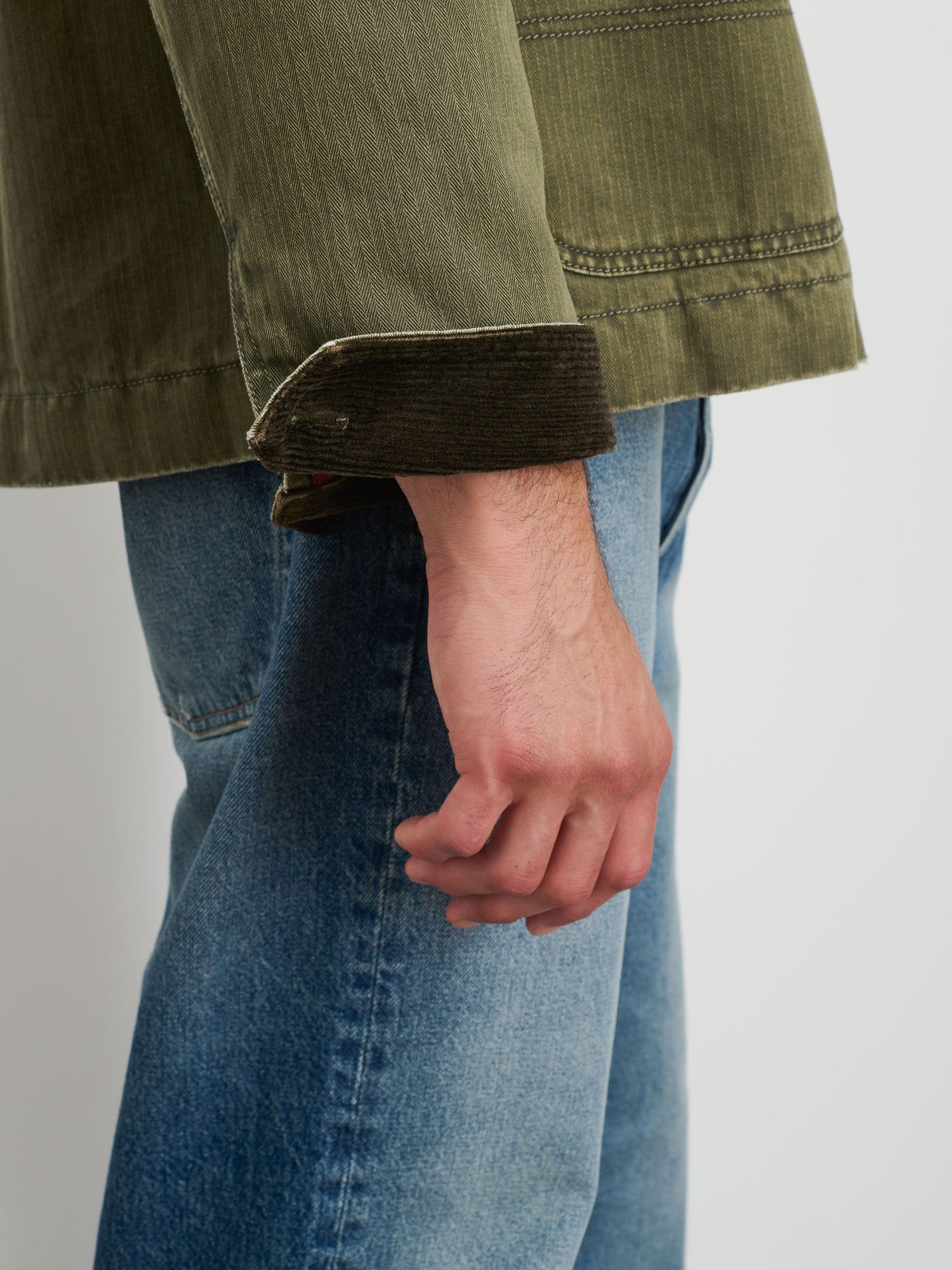 Men | Lined Work Jacket | Cotton Herringbone Field Olive