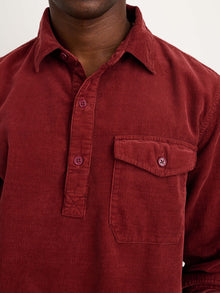 Men | Carter Popover Shirt | Fine Wale Corduroy Dark Currant