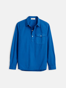 Men | Popover Shirt | Cotton Twill Washed Cobalt