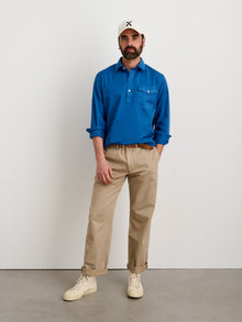 Men | Popover Shirt | Cotton Twill Washed Cobalt