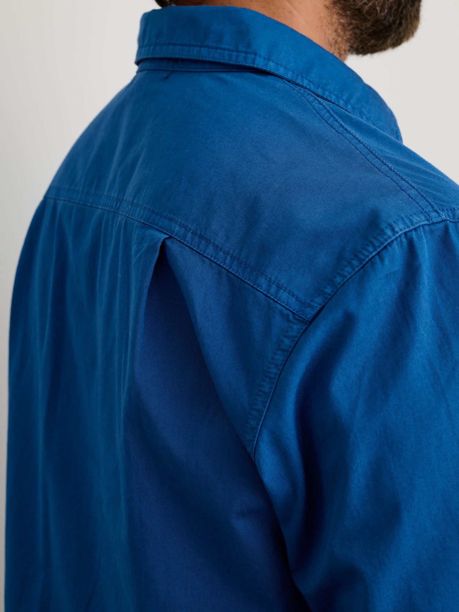 Men | Popover Shirt | Cotton Twill Washed Cobalt