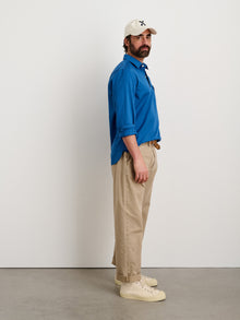Men | Popover Shirt | Cotton Twill Washed Cobalt
