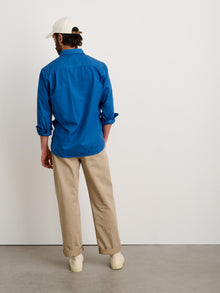 Men | Popover Shirt | Cotton Twill Washed Cobalt