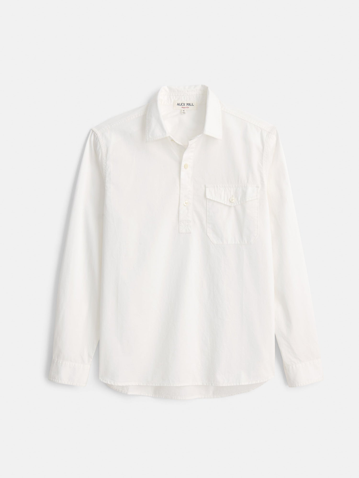 Men | Popover Shirt | Cotton Twill White