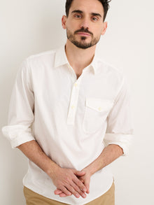 Men | Popover Shirt | Cotton Twill White
