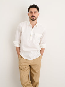 Men | Popover Shirt | Cotton Twill White