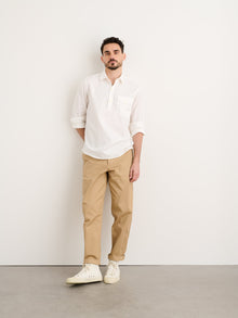 Men | Popover Shirt | Cotton Twill White