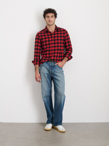 Unisex | Work Shirt | Plaid Flannel Red x Black