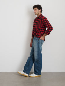 Unisex | Work Shirt | Plaid Flannel Red x Black