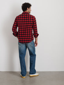 Unisex | Work Shirt | Plaid Flannel Red x Black