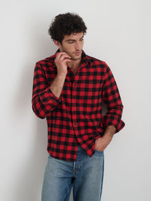 Unisex | Work Shirt | Plaid Flannel Red x Black