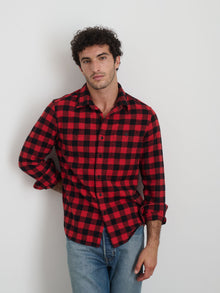Unisex | Work Shirt | Plaid Flannel Red x Black