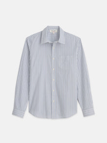 Men | Mill Shirt | Ticking Stripe Ivory x Blue x Navy Stripe