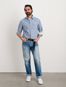 Men | Work Shirt | Stripe Blue x White