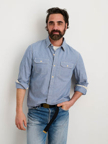 Men | Work Shirt | Stripe Blue x White