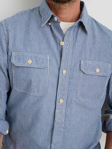 Men | Work Shirt | Stripe Blue x White