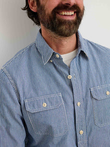 Men | Work Shirt | Stripe Blue x White