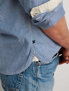 Men | Work Shirt | Stripe Blue x White
