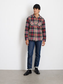 Men | Chore Shirt | Vintage Wash Flannel Red x Navy Plaid