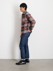 Men | Chore Shirt | Vintage Wash Flannel Red x Navy Plaid