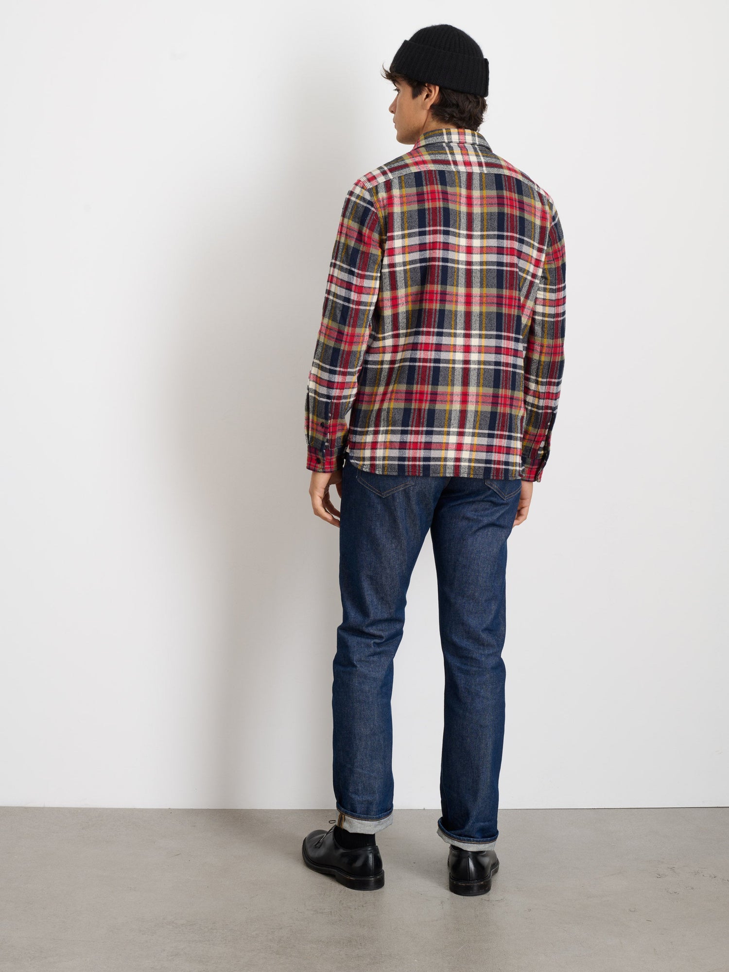 Men | Chore Shirt | Vintage Wash Flannel Red x Navy Plaid