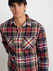Men | Chore Shirt | Vintage Wash Flannel Red x Navy Plaid