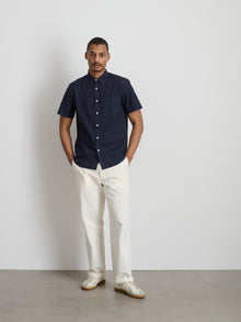 Men | Short Sleeve Mill Shirt | Cotton Poplin Dark Navy