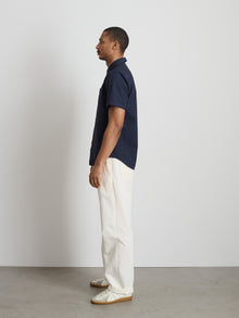 Men | Short Sleeve Mill Shirt | Cotton Poplin Dark Navy