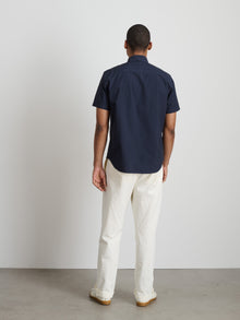 Men | Short Sleeve Mill Shirt | Cotton Poplin Dark Navy